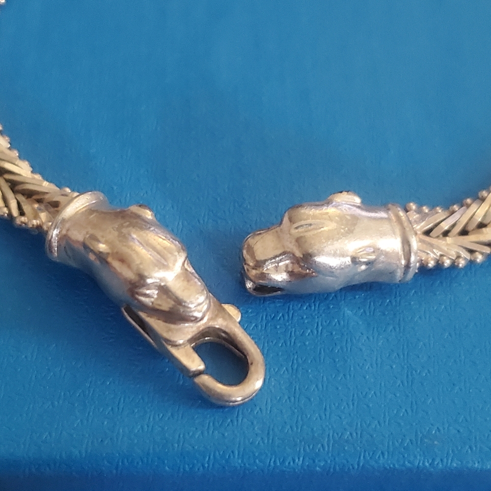 Milor 925 Sterling Silver Jaguar or Panther clasp bracelet. 16.4 grms. - Picture 4 of 14